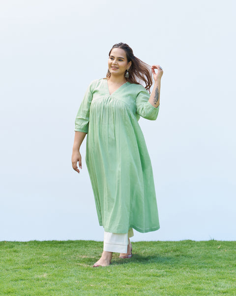 Mint Green Pure Mul Kurta