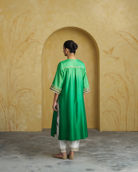 The Kairi Green Ombre Silk Chanderi Set
