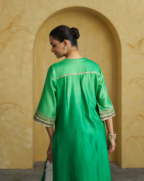 The Kairi Green Ombre Silk Chanderi Set