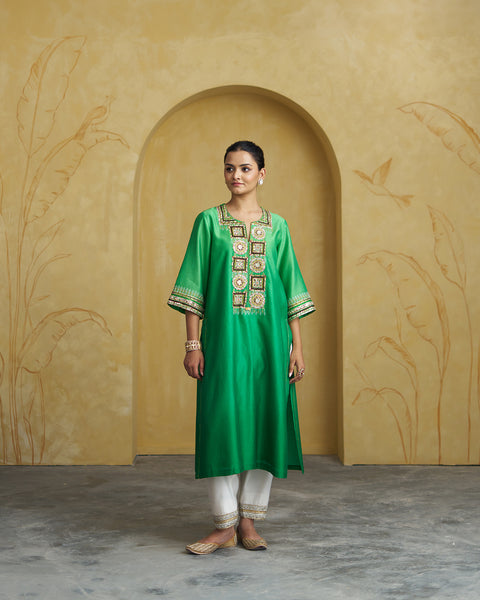The Kairi Green Ombre Silk Chanderi Set