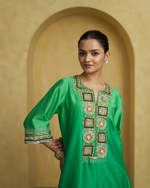 The Kairi Green Ombre Silk Chanderi Set
