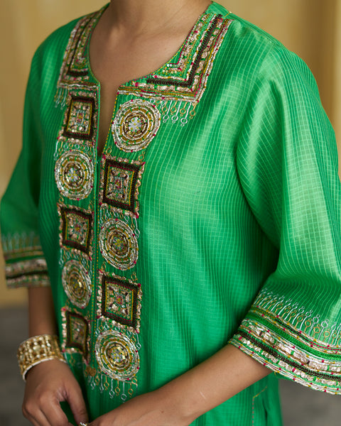 The Kairi Green Ombre Silk Chanderi Set