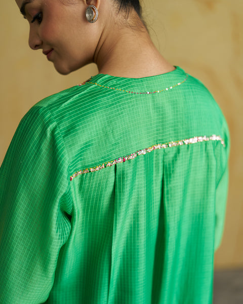 The Kairi Green Ombre Silk Chanderi Set