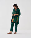 Panna Green Handwoven Cotton Co-ord Set with Handwork