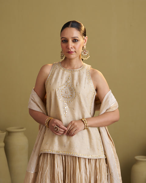 The Gold Silk Tissue Top with Handwork