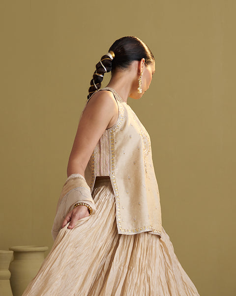 The Gold Silk Tissue Top with Handwork