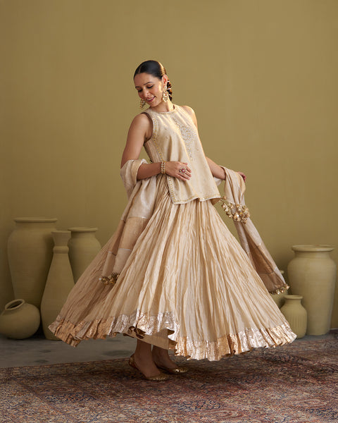 The Gold Silk Tissue Top with Handwork