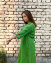 Leaf Green Silk Cotton Ikat Kurta (S-L)