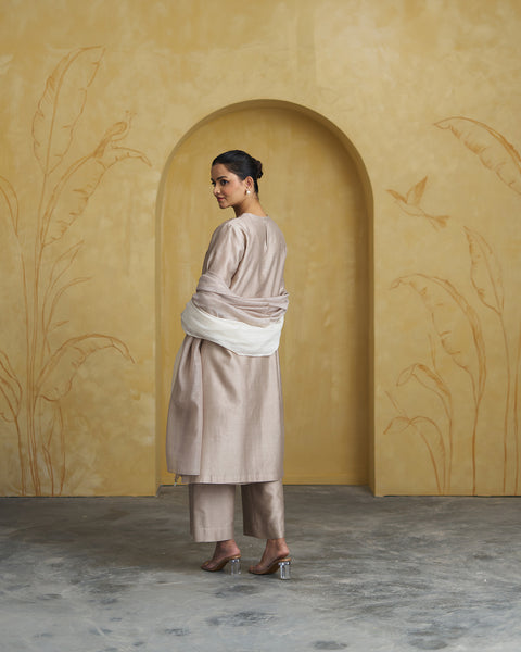 The Pearl Beige Silk Chanderi Set