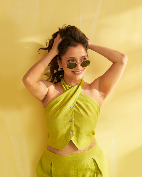 The Lime Pop Pure Linen Co-ord Set