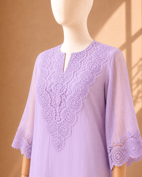 Lavender Mul Chanderi & Lace Set