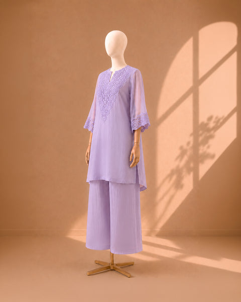 Lavender Mul Chanderi & Lace Set
