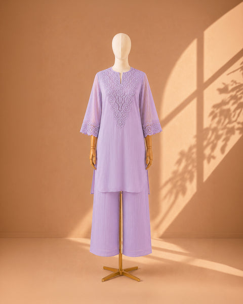 Lavender Mul Chanderi & Lace Set