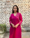 Rani Pink Handwoven Cotton Kurta with Khadi Handblock Print