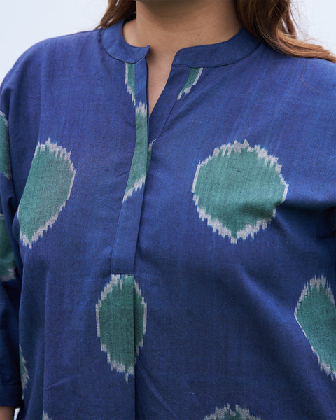 The Dot Ikat Anti-Fit Kurta - Navy