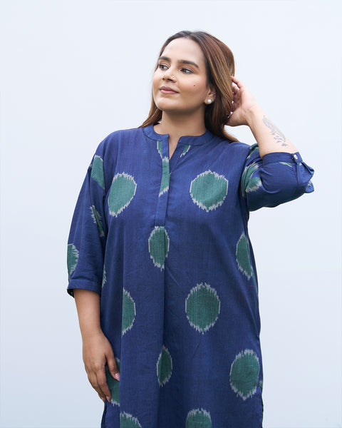The Dot Ikat Anti-Fit Kurta - Navy