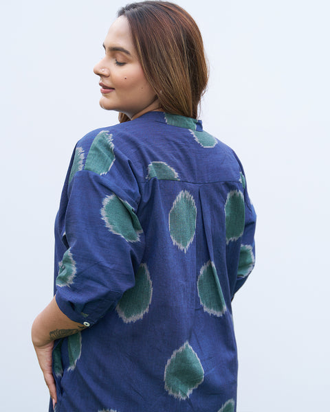 The Dot Ikat Anti-Fit Kurta - Navy