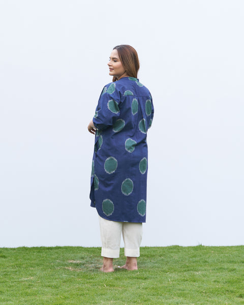 The Dot Ikat Anti-Fit Kurta - Navy