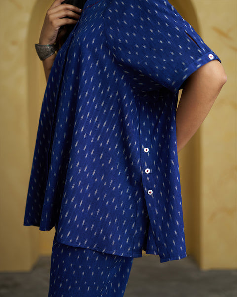 Navy Blue Handwoven Ikat Co-ord Set