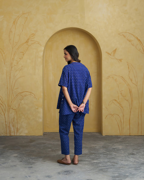 Navy Blue Handwoven Ikat Co-ord Set