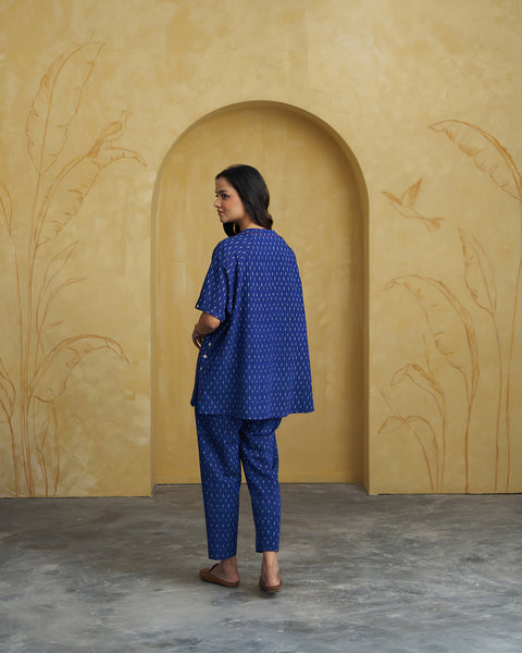 Navy Blue Handwoven Ikat Co-ord Set