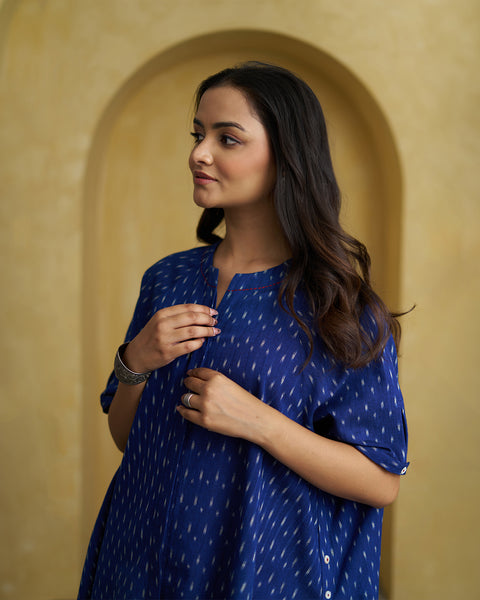 Navy Blue Handwoven Ikat Co-ord Set