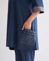 Navy Blue Handwoven Cotton Co-ord Set with Pocket Detailing