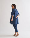 Navy Blue Handwoven Cotton Co-ord Set with Pocket Detailing