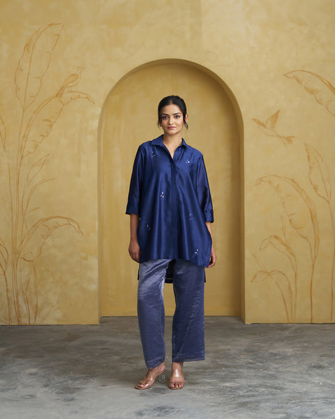 The Navy Muse Silk Chanderi Set