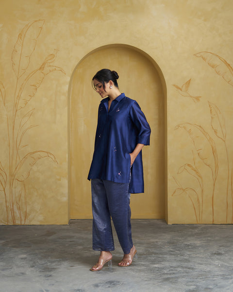 The Navy Muse Silk Chanderi Set