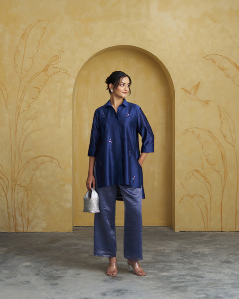 The Navy Muse Silk Chanderi Set