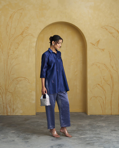 The Navy Muse Silk Chanderi Set