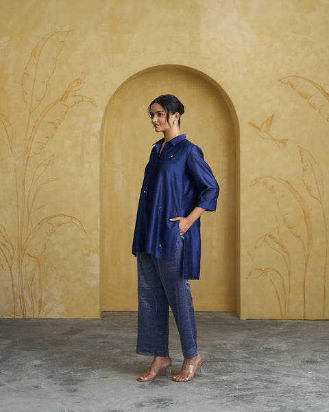 The Navy Muse Silk Chanderi Set