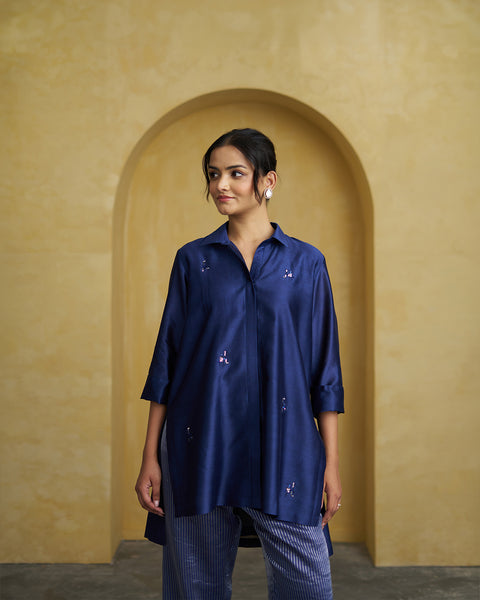 The Navy Muse Silk Chanderi Set