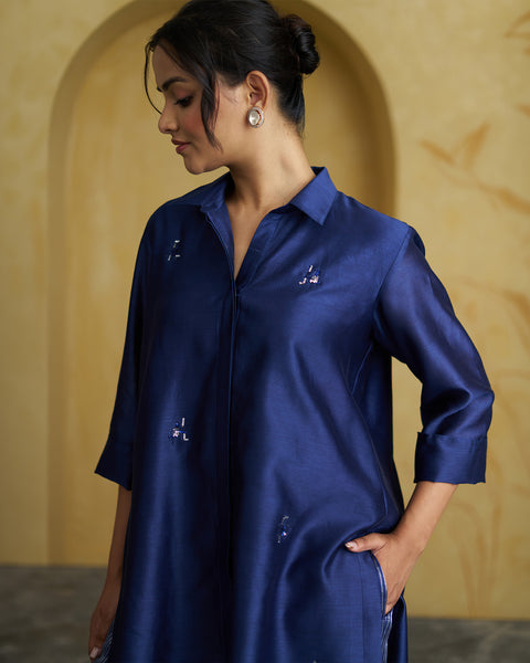 The Navy Muse Silk Chanderi Set