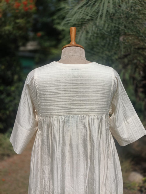 Off- white Stripe Silk Chanderi Kurta