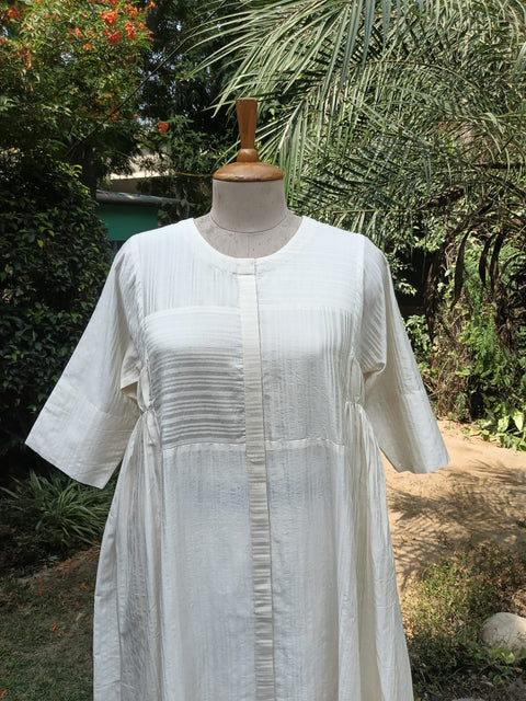 Off- white Stripe Silk Chanderi Kurta