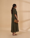 Olive Green Pure Linen & Lace Tunic (S-M)