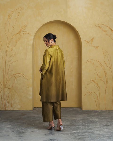 The Olive Ombre Silk Chanderi Set