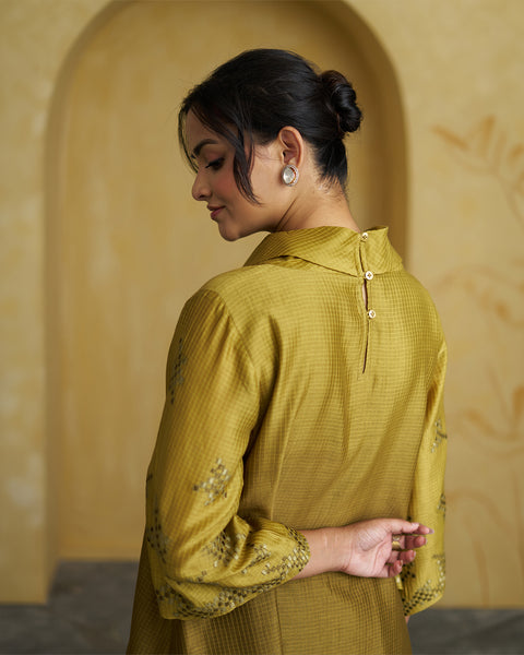 The Olive Ombre Silk Chanderi Set