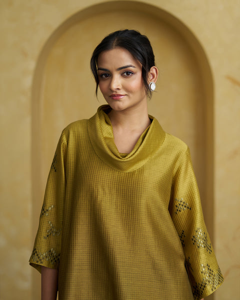 The Olive Ombre Silk Chanderi Set