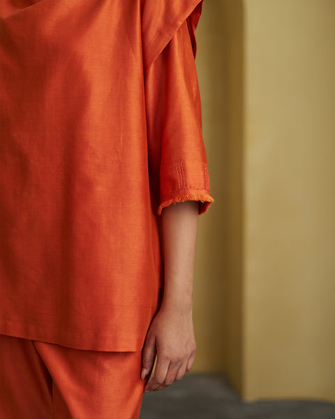 The Sienna Orange Silk Chanderi Set