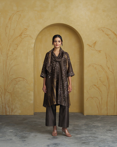 The Olive Shibori Silk Chanderi Set