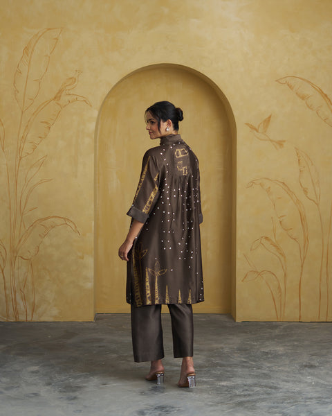 The Olive Shibori Silk Chanderi Set