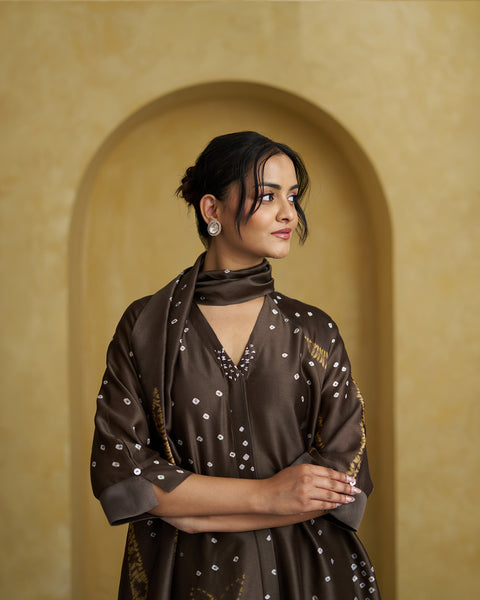 The Olive Shibori Silk Chanderi Set