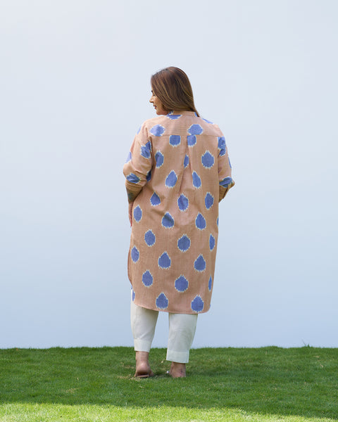 The Dot Ikat Anti-Fit Kurta - Peach