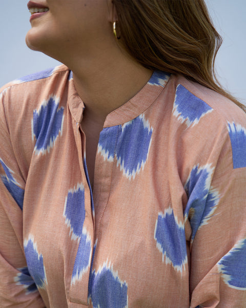 The Dot Ikat Anti-Fit Kurta - Peach