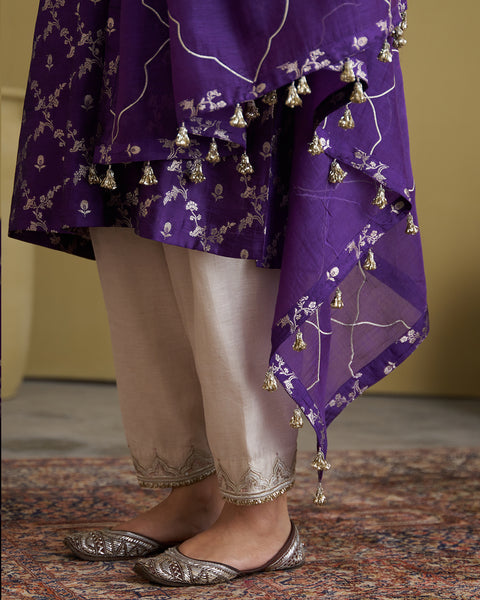 The Jamuni Purple Banarasi Katan Silk Set