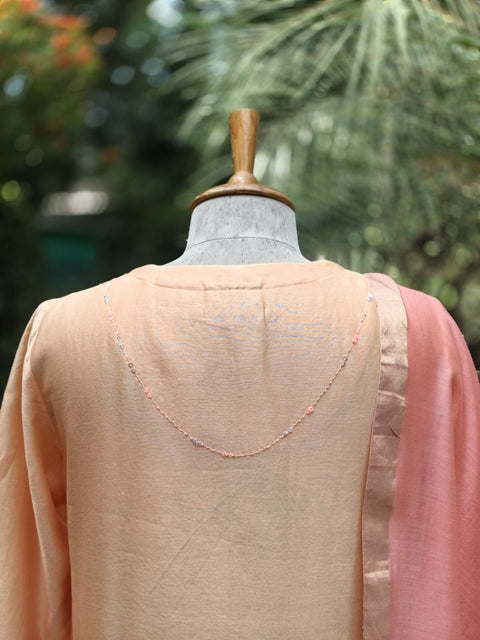 Peach Silk Chanderi Kurta set