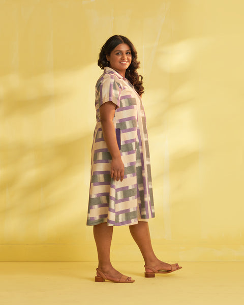 Purple Cloud Handwoven Ikat Dress